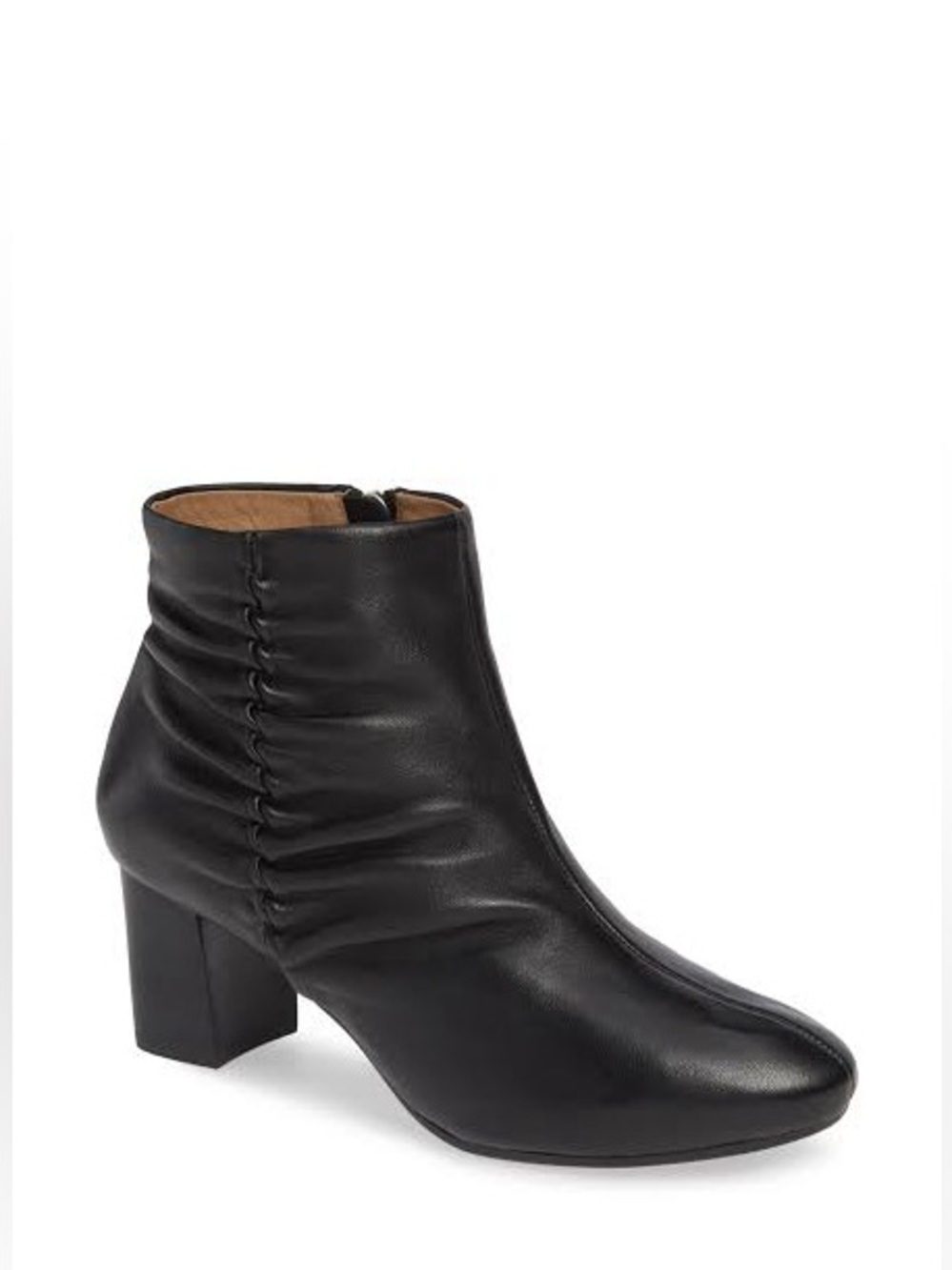 NWOB Bettye Muller Concepts Deena Black Leather Ruched Heeled Booties Size 9.5M